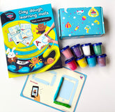 Alphabet flashcards paired with corresponding playdough shapes for letter learning.